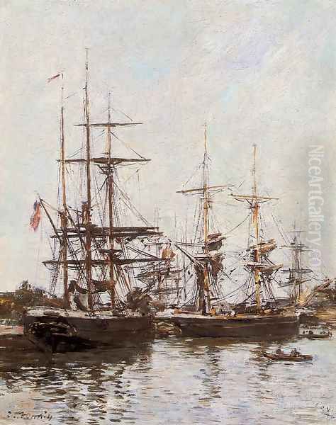 Trouville Harbor Oil Painting by Eugene Boudin