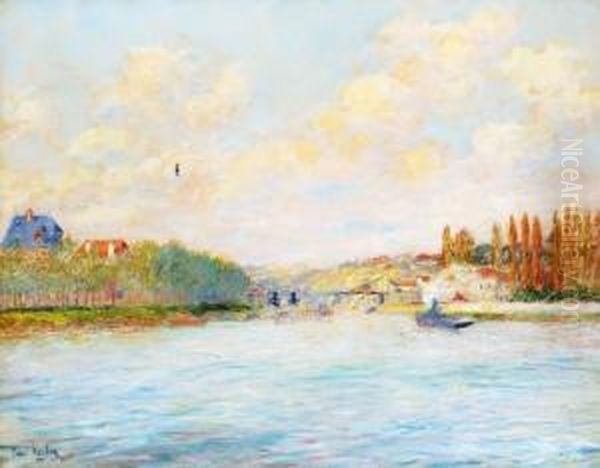 Remorqueur Sur La Seine En Ete Oil Painting by Paul Vogler