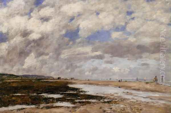 The Beach, Deauville Oil Painting by Eugene Boudin