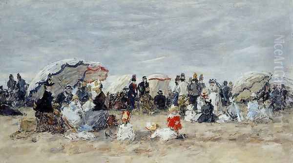 Trouville, Beach Scene VII Oil Painting by Eugene Boudin