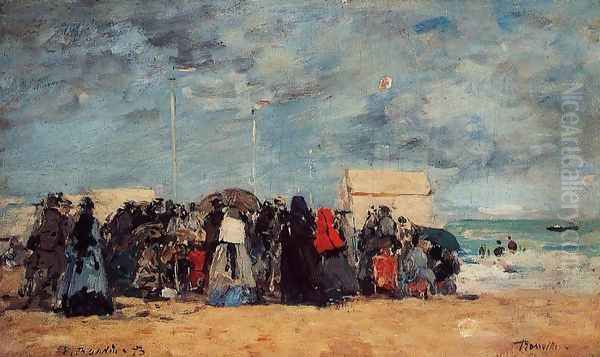 Trouville, Beach Scene VIII Oil Painting by Eugene Boudin