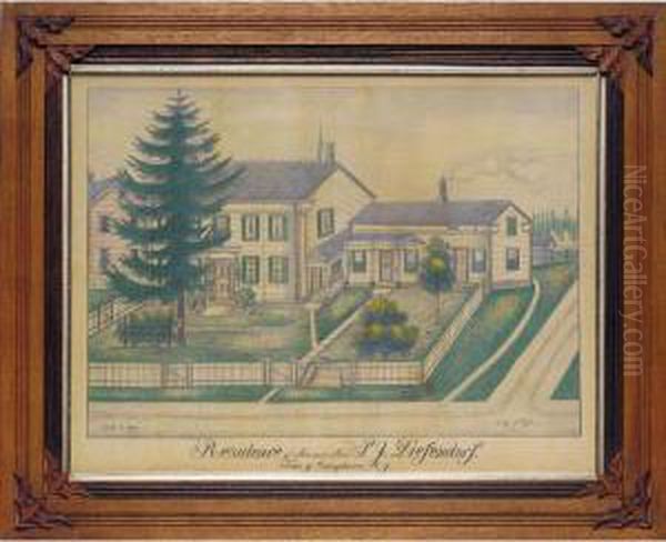 The Residence Of Mr. And Mrs. P.j. Diefendorf, Town Of Canajoharie, New York, Novb. 3 Oil Painting by Fritz G. Vogt