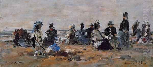 Beach Scene at Trouville, Evening Oil Painting by Eugene Boudin