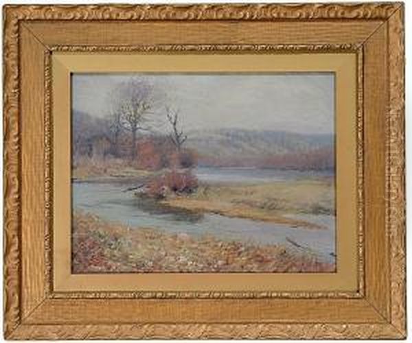 River Landscape Oil Painting by Louis Charles Vogt