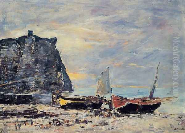 Etretat, the Cliff of Aval Oil Painting by Eugene Boudin