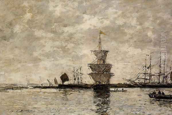 Le Havre, the Quarentine Basin Oil Painting by Eugene Boudin