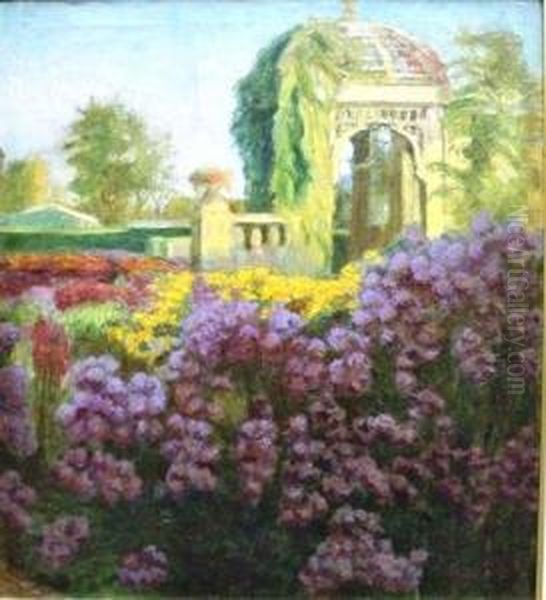 A Garden In Bloom Oil Painting by Franz Wilhelm Voigt