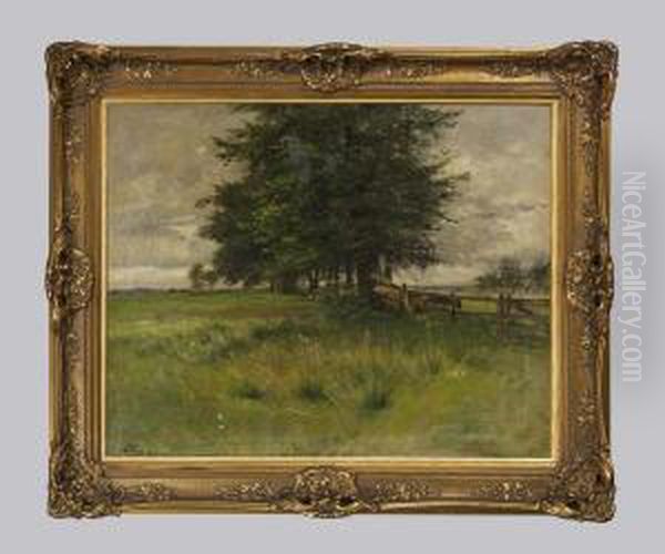 Garbsen Am Rubenberge-norddeutsche Flachlandschaft Oil Painting by August Voigt-Folger