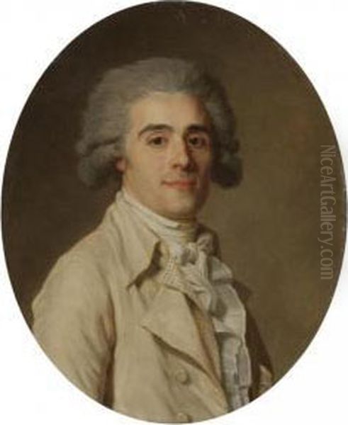 Portrait Of A Gentleman, Half Length, Wearing White Oil Painting by Jean Louis Voille