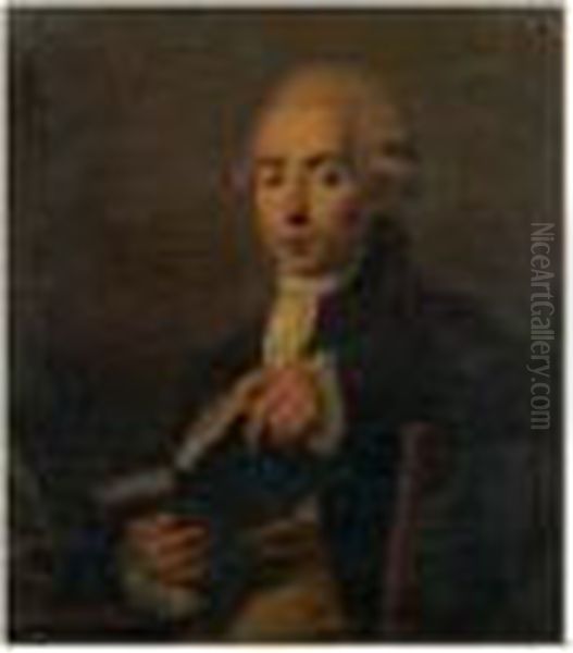 Portrait D'homme Tenant Un Livre Oil Painting by Jean Louis Voille