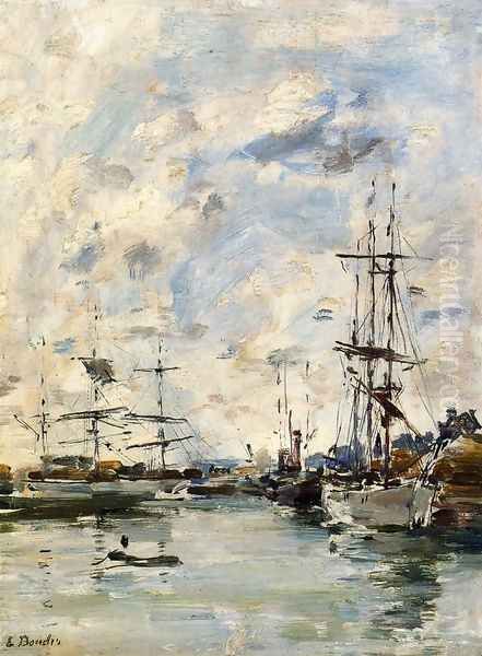 Deauville, the Harbor X Oil Painting by Eugene Boudin