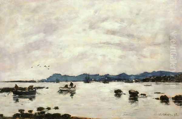 The Bay and the Mountains of L'Esterel, Golfe-Juan Oil Painting by Eugene Boudin