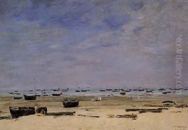 The Coastline at Berck at Low Tide Oil Painting by Eugene Boudin