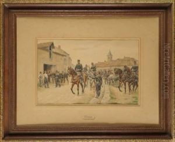 Le Retour Des Militaires Oil Painting by Jules Antoine Voirin