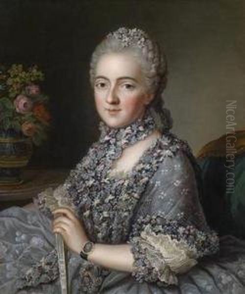 Portrait Of A Richly Dressed Lady Oil Painting by Guillaume Voiriot