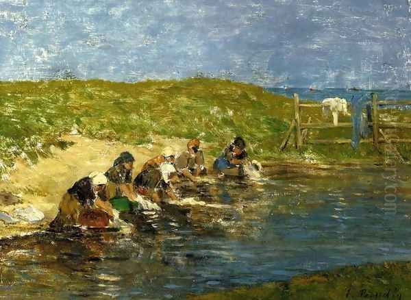 Laundresses by the Sea Oil Painting by Eugene Boudin