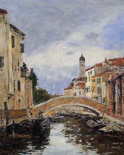 Small Canal in Venice Oil Painting by Eugene Boudin