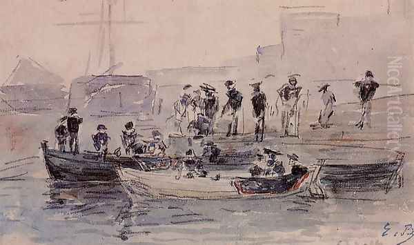 Study for 'Marines Landing in Brest Harbor' Oil Painting by Eugene Boudin