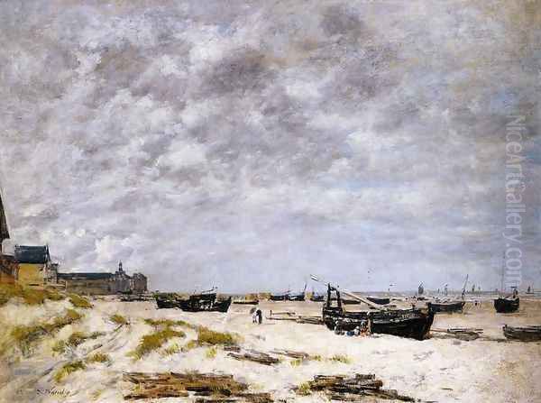 The Beach, Berck Oil Painting by Eugene Boudin