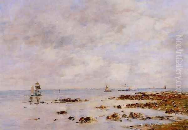 Low Tide at Saint-Vaast-la-Hougue Oil Painting by Eugene Boudin