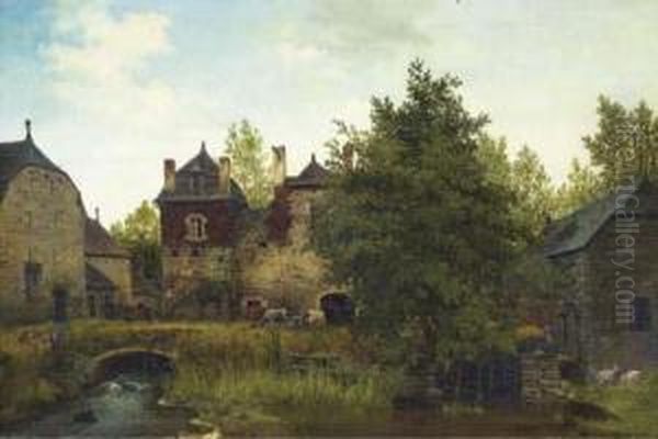 An Old Watermill Oil Painting by Joseph Vola