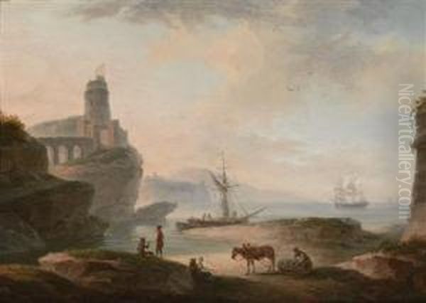 Southern Coastal Landscape Oil Painting by Pierre-Jacques Volaire