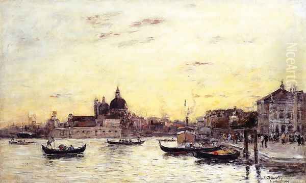 Venice, The Mole at the Entrance to the Grand Canal and the Salute Oil Painting by Eugene Boudin