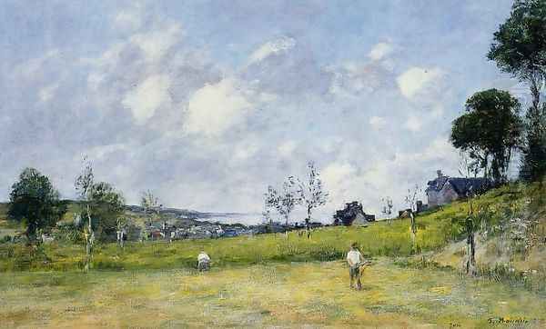 The Harvest near Trouville Oil Painting by Eugene Boudin