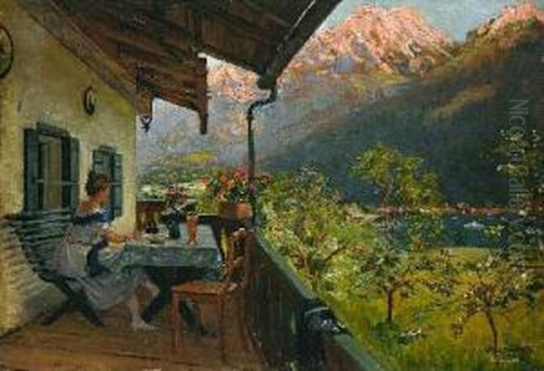 In Der Sommerfrische Am Konigssee Oil Painting by Robert Volcker