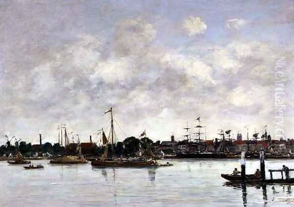 The Meuse at Dordrecht 1874 Oil Painting by Eugene Boudin