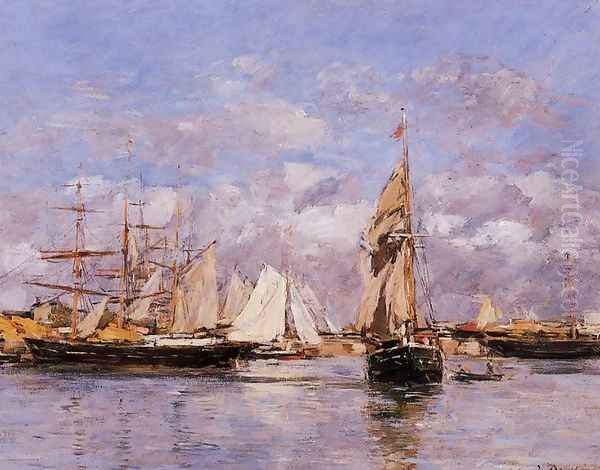 The Port of Trouville, High Tide Oil Painting by Eugene Boudin