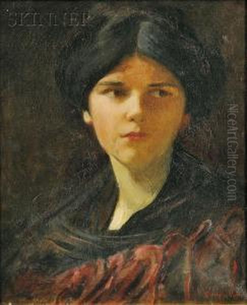 Portrait Of A Young Lady, Purportedly The Artist's Daughter Oil Painting by Stephen A. Douglas Volk