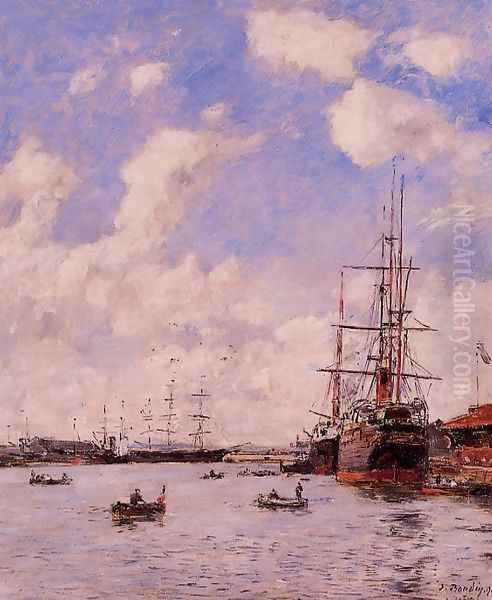 Le Havre, le bassin de l'eure Oil Painting by Eugene Boudin