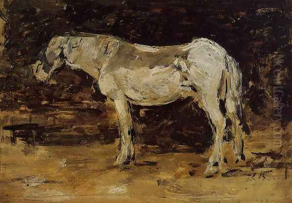 White Horse Oil Painting by Eugene Boudin