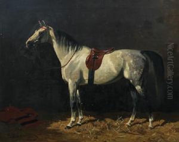 Horse In A Stable Oil Painting by Emil Volkers