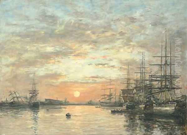 Le Havre Bassin de L'Eure Oil Painting by Eugene Boudin