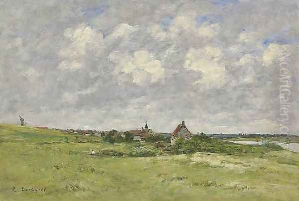 Les Dunes a Etaples Polder Landscape 1891 Oil Painting by Eugene Boudin