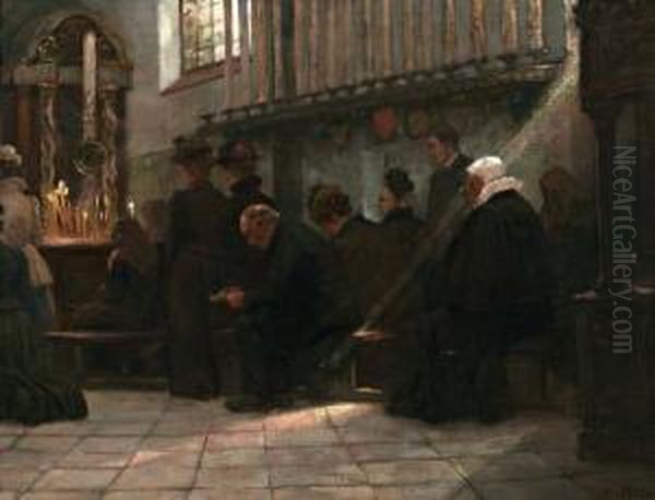 De Kerkdienst Oil Painting by Max Volkers