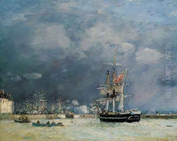 Port du Havre, in the Evening Oil Painting by Eugene Boudin