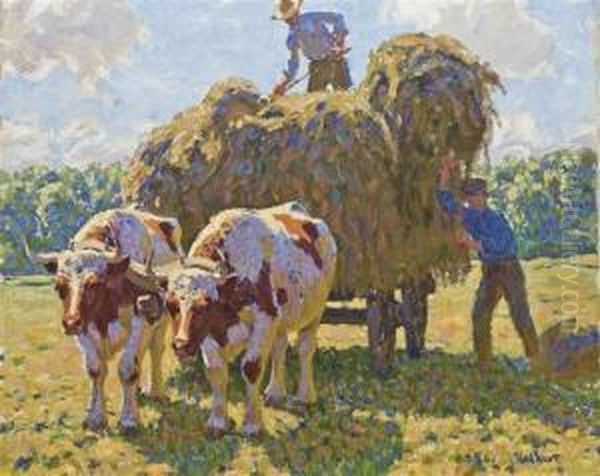 Haying Oil Painting by Edward Charles Volkert