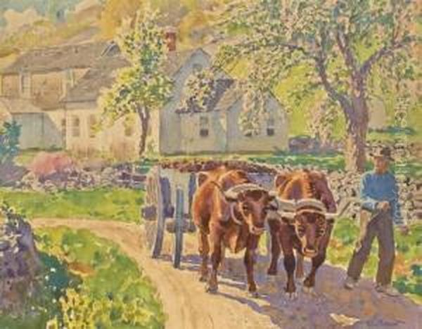 Driving Oxen Oil Painting by Edward Charles Volkert