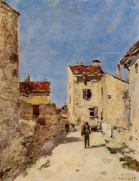 Street, Antibes Oil Painting by Eugene Boudin