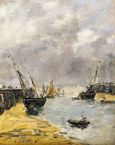 The Jetties, Low Tide, Trouville I Oil Painting by Eugene Boudin