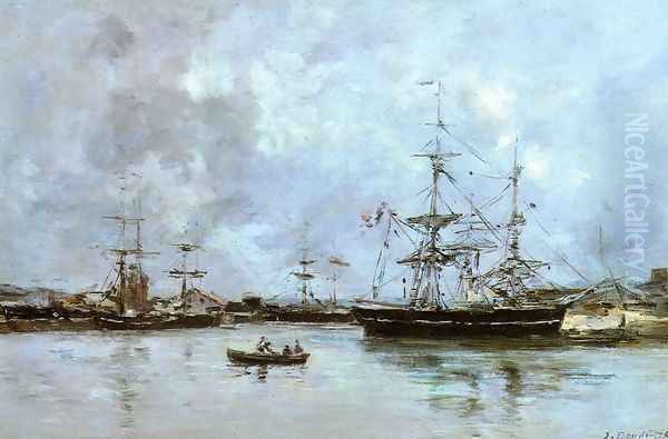 The Port of Deauville Oil Painting by Eugene Boudin