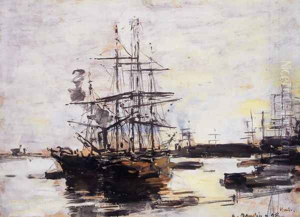 Vessel at Anchor outside of Venice Oil Painting by Eugene Boudin