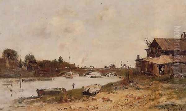 Bridge over the Touques at Deauville Oil Painting by Eugene Boudin