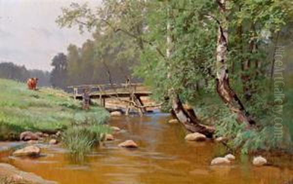 Paesaggio Con Ruscello Oil Painting by Efim Efimovich Volkov