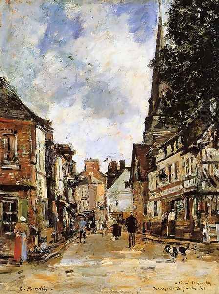 Fervaques, a Village Street Oil Painting by Eugene Boudin