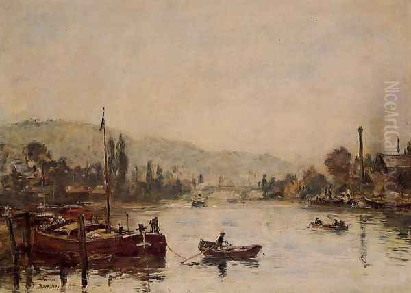 Rouen, the Santa-Catherine Coast, Morning Mist Oil Painting by Eugene Boudin