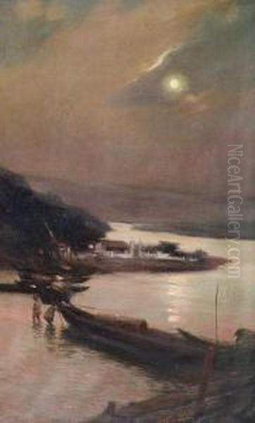 Clair De Lune Au Vietnam Oil Painting by Henry Emile Vollet